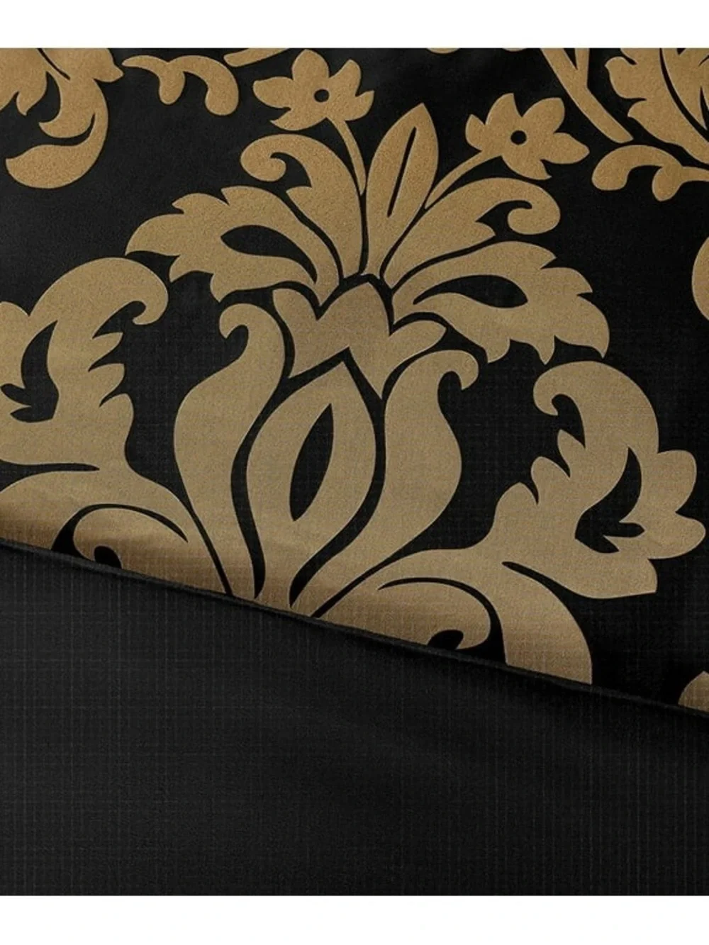 Luxury Black and Gold Damask Queen 3 piece Comforter Set